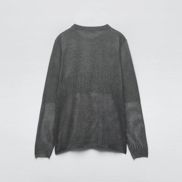 Zara KNIT SWEATER WITH RIPS - Picture 7 of 8